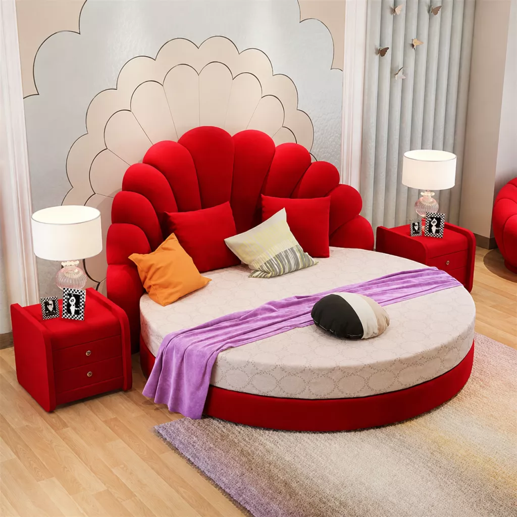 Velvet Fabric Round Bed Frame
