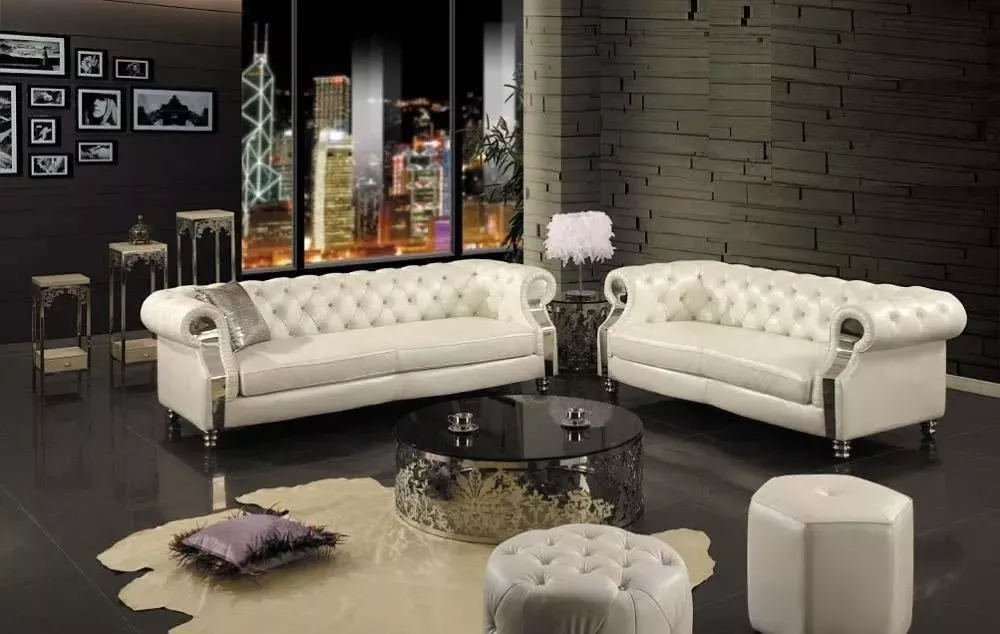 Victorian Style Tufted Leather Sofas
