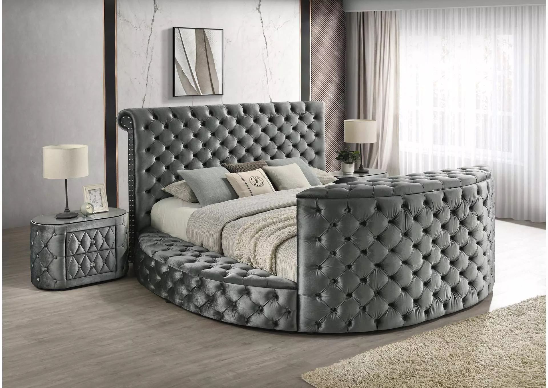 VOLTARE KING BED - GRAY