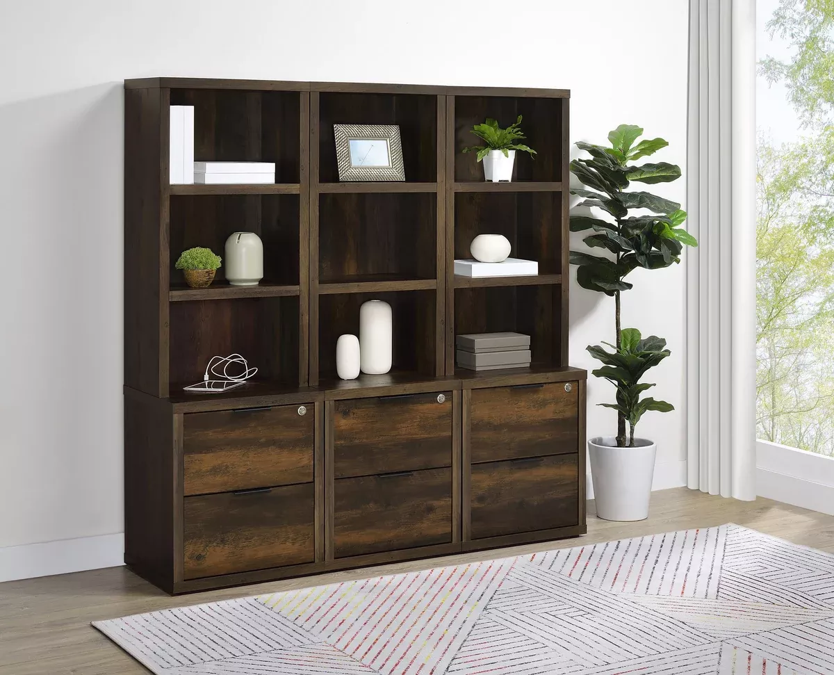 Westpark 3-piece Wall Unit Bookcase Set with USB Dark Pine