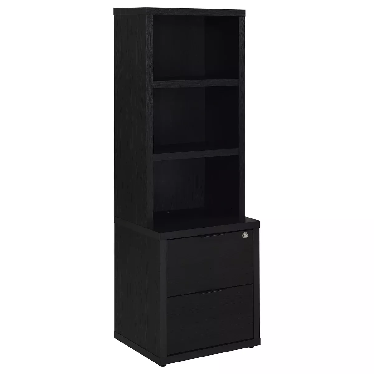 Westpark 3-shelf Bookcase USB and Lockable Drawer Black