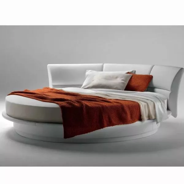 White Leather Round Bed Frame