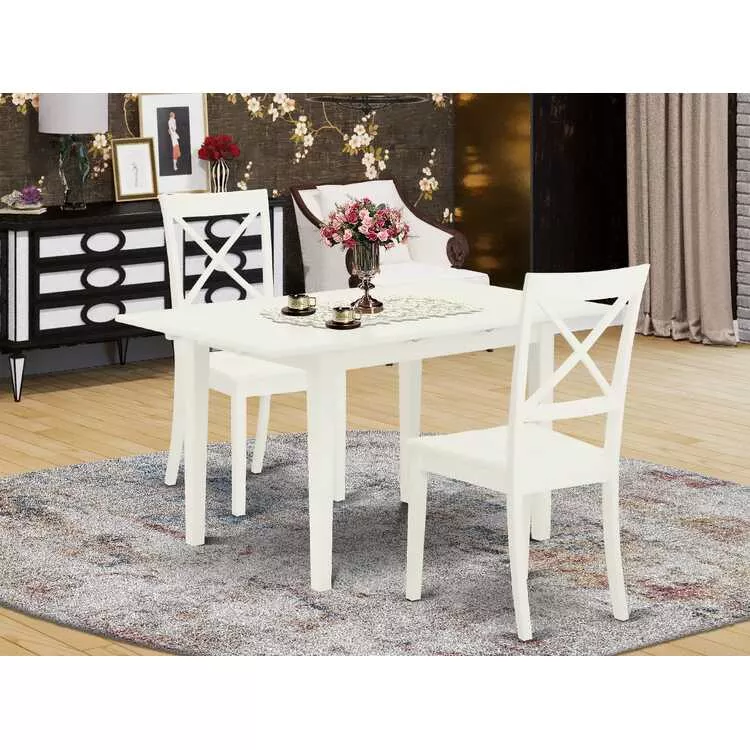 White Modern Dining Table Set with X-Back Chairs