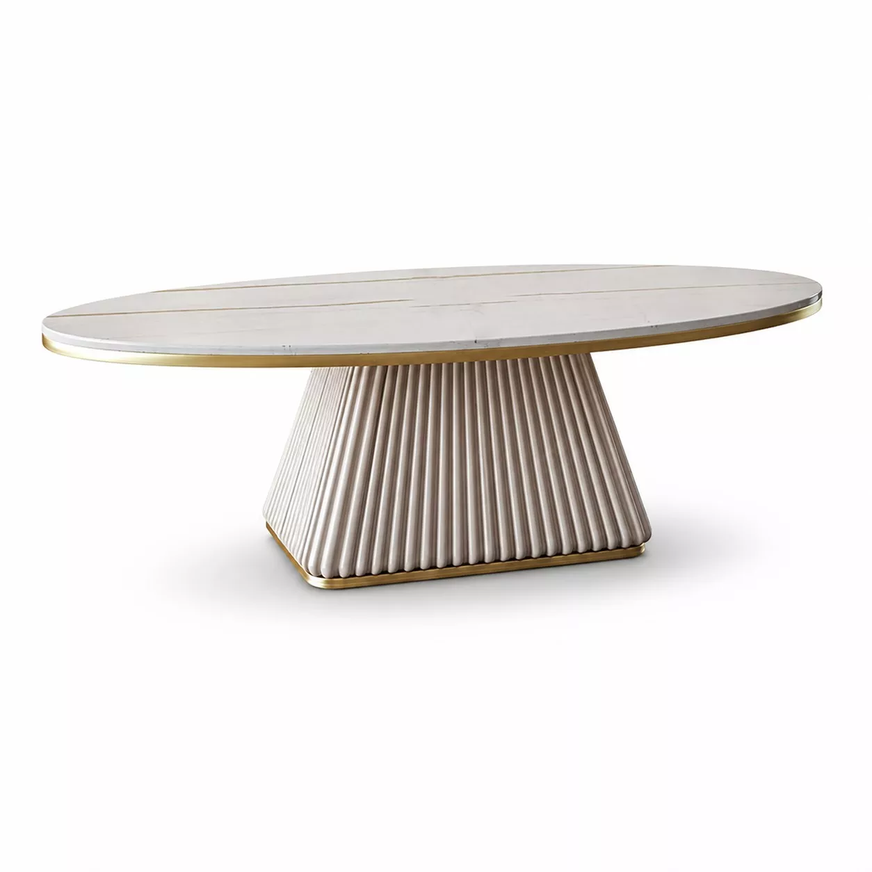 White Oval Marble Top Coffee Table
