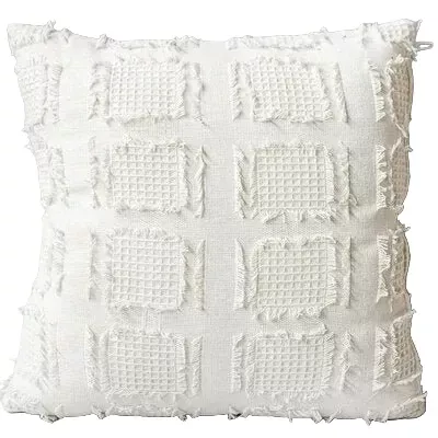 White Waffle Print Cushion