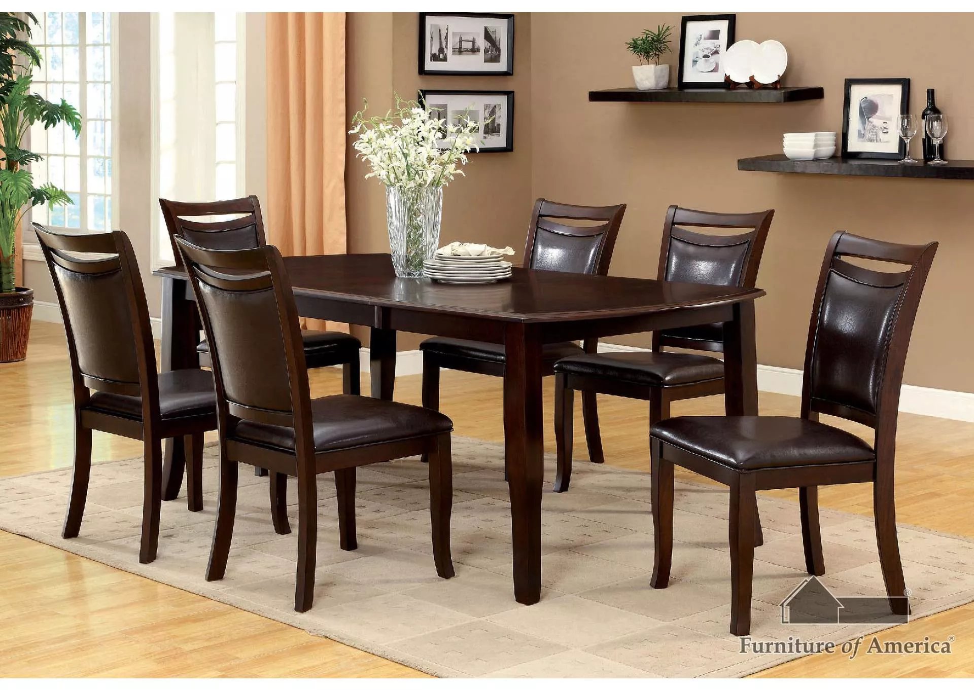 Woodside Dark Cherry Extension Leaf Dining Table w/4 Side Chair