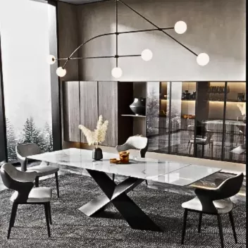 X-Base Marble Extendable Dining Table