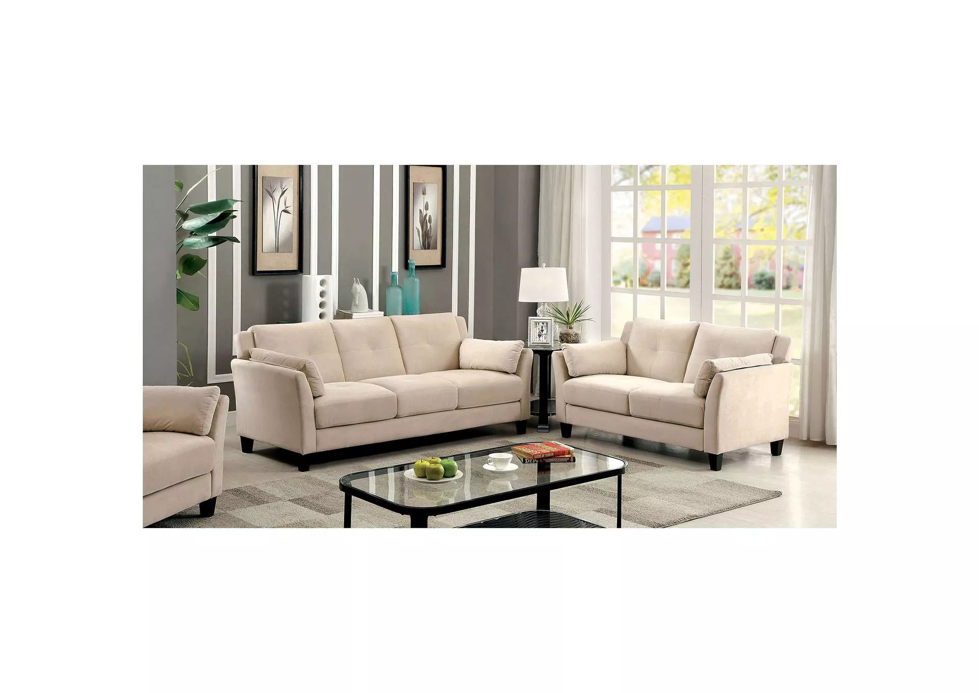 Ysabel Beige Sofa and Loveseat