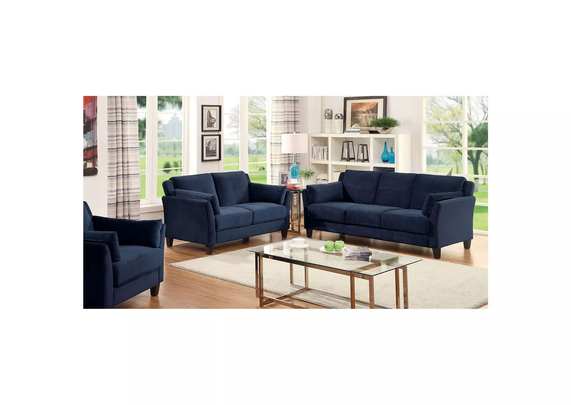 Ysabel Navy Sofa and Loveseat